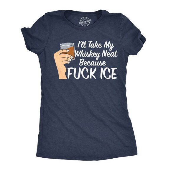 Crazy Dog T-Shirts Tops - Womens Funny T Shirts  ICE No Human Is Illegal Support Tee For Ladies